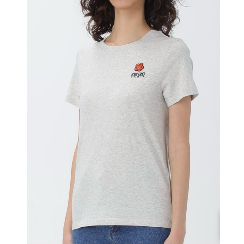 Kenzo | Boke Flower Crest Embroidered Quiet Luxury Gray T-shirt Size L